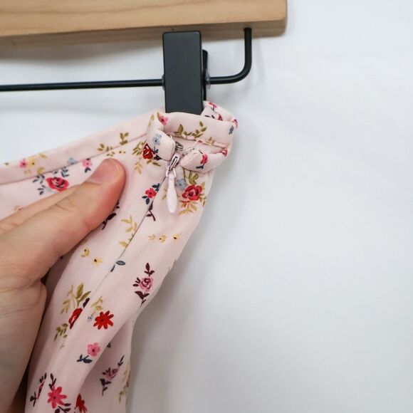 Josephine Chaus Pink Floral 100% Silk Ruffle Skirt - 12 - Picture 7 of 8